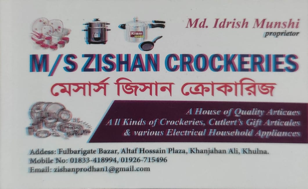 M/s Zishan Crockeries.