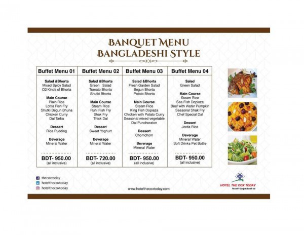 Hotel The Cox Today (Food Menu)