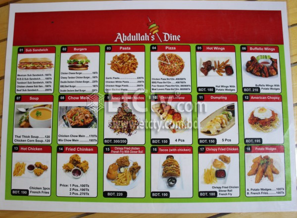 Abdullahs Dine (Food Menu)