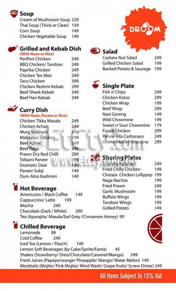 Cafe Droom(Food Menu)