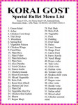 Korai Gost Restaurant (Food Menu)