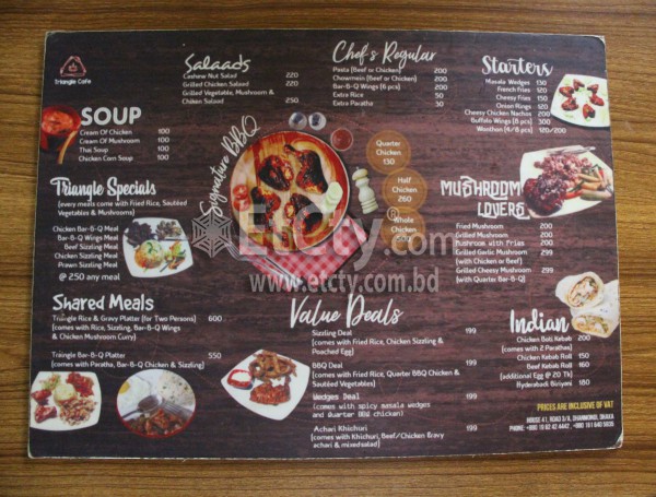 Triangle Cafe (Food Menu)