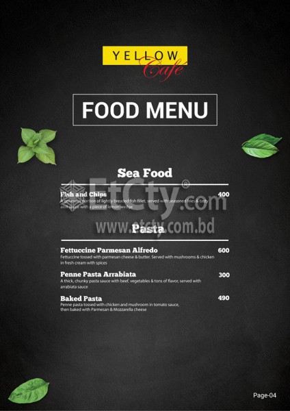 Yellow Cafe(Food Menu)