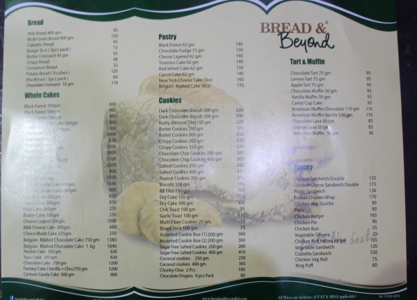 Bread & Beyond (Food Menu)