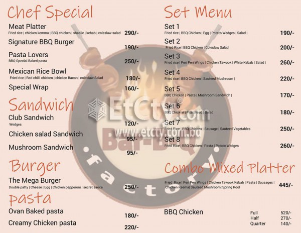 Bar-B-Q Factory (Food Menu)