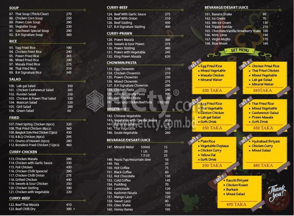 Buffet House (Food Menu)