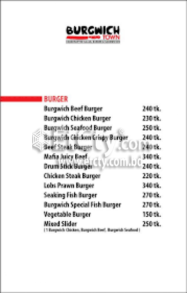 Burgwich Town (Food Menu)