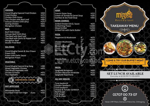 Grand Mughal Restaurant (Food Menu)