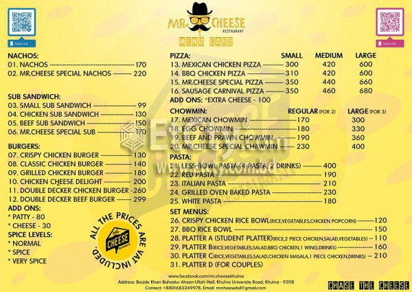 Mr. Cheese (Food Menu)