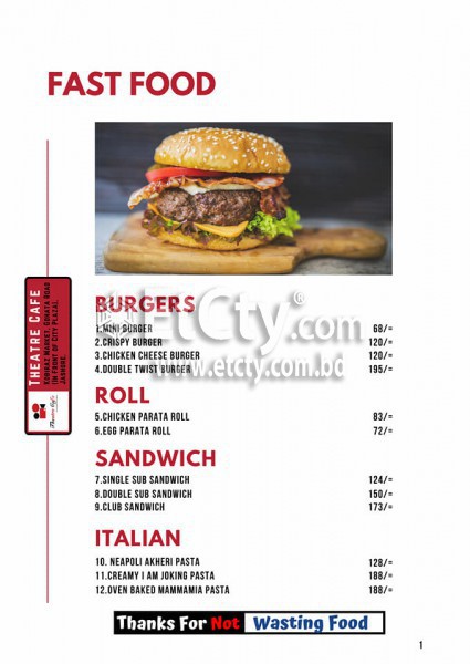 Theatre Cafe (Food Menu)